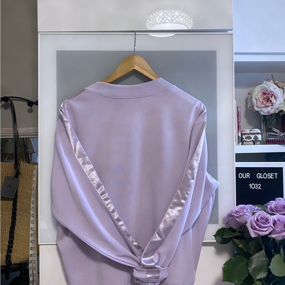 CLUB MONACO Satin Stripe Sweatshirt in Purple - Picture 3 of 5